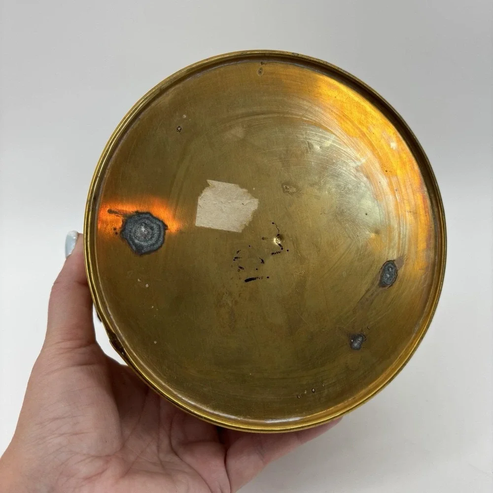 Vintage Brass Container Planter Plant Pot Flower Patina 6.5